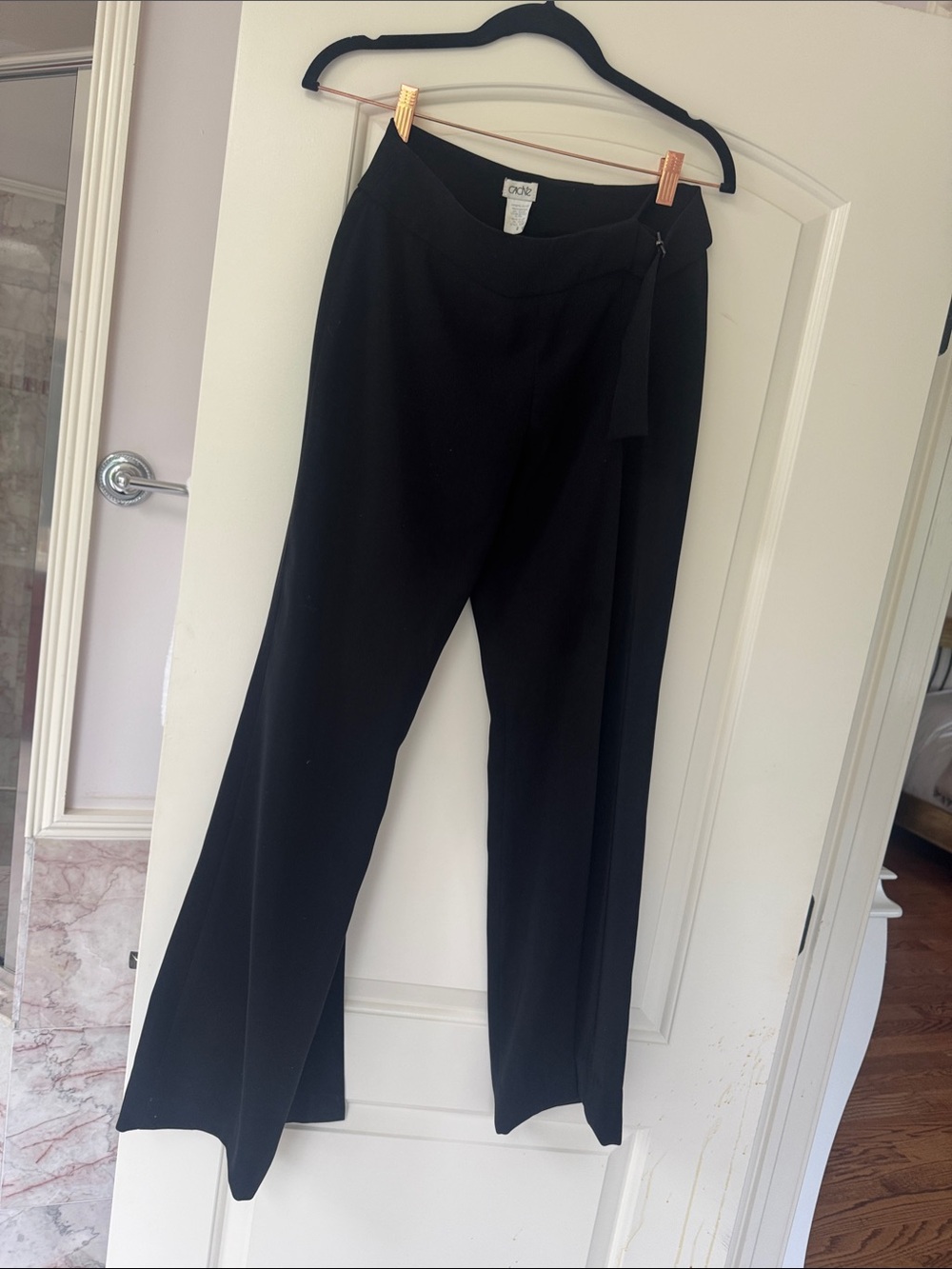 Cache Black Wide-Leg Pants with Side Tie